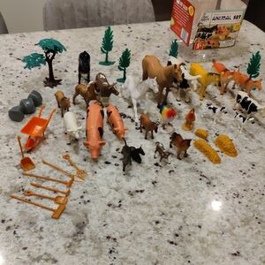 Farm Plastic Animal Playset with Trees and Accessories 40+ Pieces